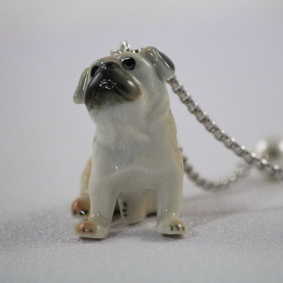 Pug, Pendant Necklace, Animal Jewelry, Dog Necklace, Pearl Necklace, Animal Neck - Picture 5 of 9